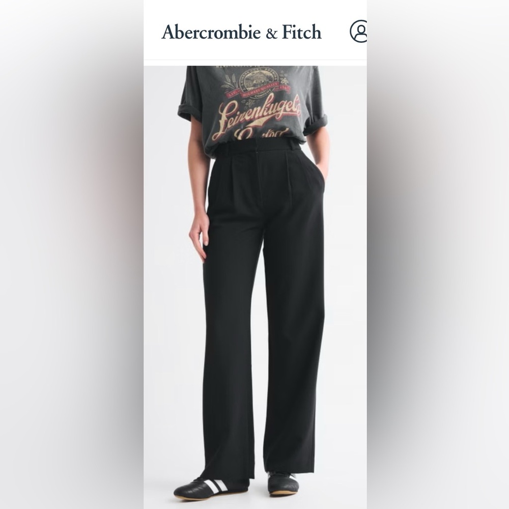 Abercrombie & Fitch Ultra High Wide Leg Women's Pants Curve Love Black New